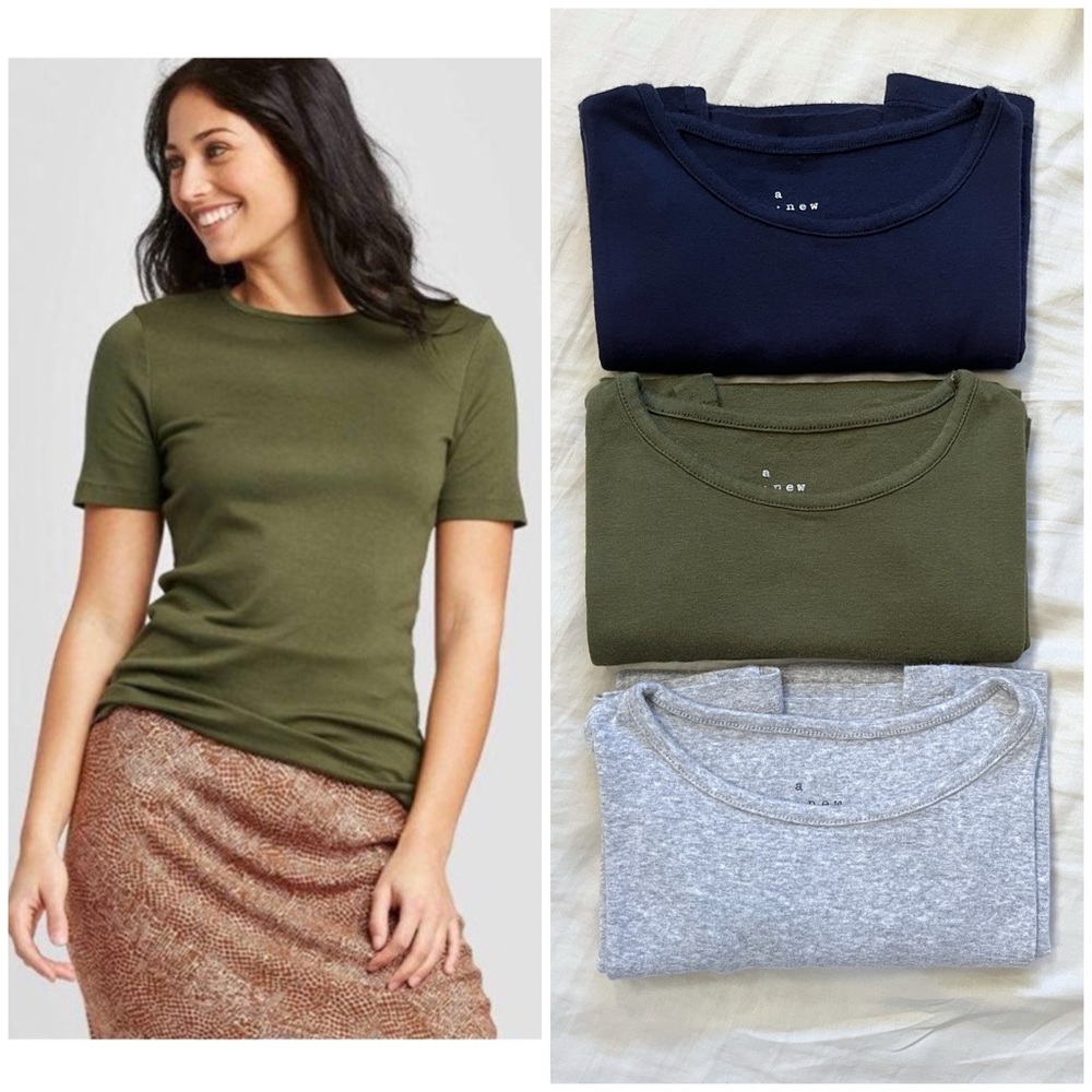 Set of 3 - A New Day | Cotton Modal Slim Fit Crew Neck T-Shirts | XS